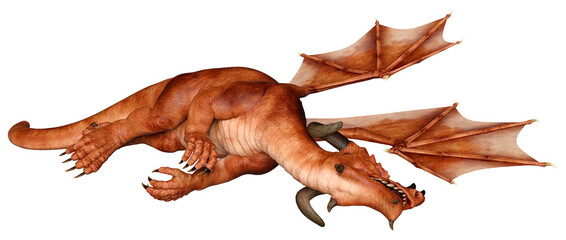 3D Rendering Fairy Tale Dragon on White