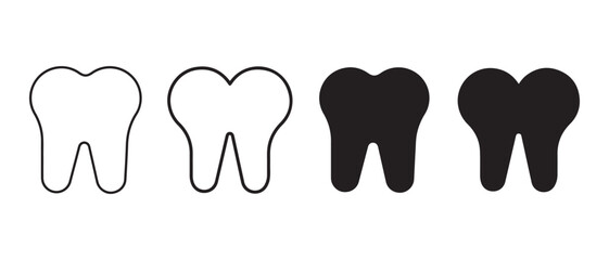 Tooth icon set. isolated on white background in different styles and colors.
