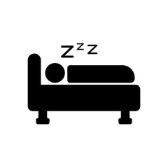 Sleeping Man in Bed Icon with Zzz Symbol. Vector Illustration