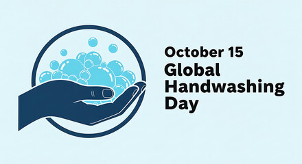 Global Handwashing Day Awareness Campaign with Hand and Bubbles for Health Education
