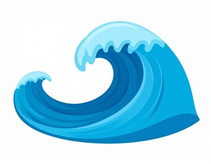 Illustration of a Blue Wave Cresting, Ideal for Coastal or Marine Themes