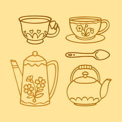 Line autumn set tea cups