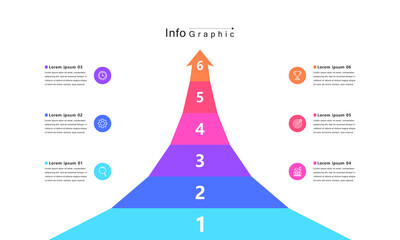Business timeline infographic arrow. with icons and 6 steps. Business Milestone. Vector illustration