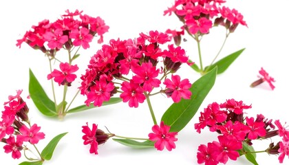 Pink flowers on white background