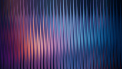 Abstract wavy vertical lines with purple and blue gradient lighting