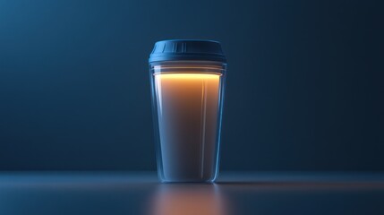 Illuminated Coffee Cup on Dark Background. Possible Use Stock photo for drinkware, product design, or advertising