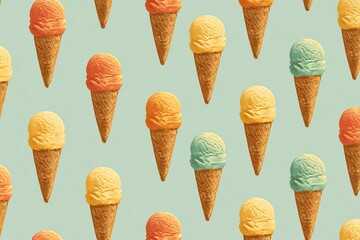 Ice Cream Cone Pattern in Summer Tones