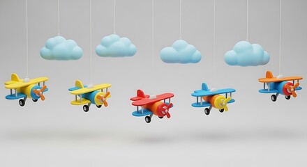 Colorful Vintage Airplane Mobile for Nursery.