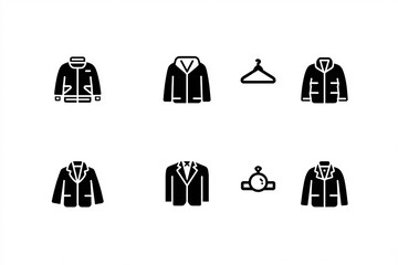 Jacket and Coat Icons on White Background