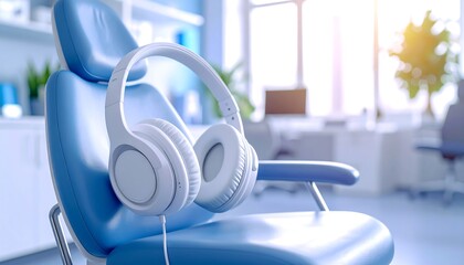 Modern dental chair with headphones