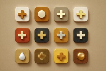 Medical Cross Icons in Warm Duotone