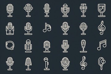 Stylized Music Grid with Microphone Icons