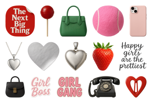 PNG Trendy collage with diverse objects, element set on transparent background