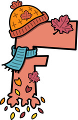 Autumn Fall Design Uppercase Alphabet F
