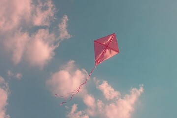 Minimal Kite Flying in a Pastel Sky