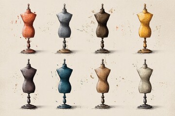 Minimal Mannequin Icons on Light Texture