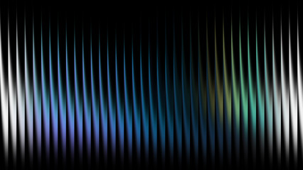 Abstract vertical lines with blue and green iridescent glow