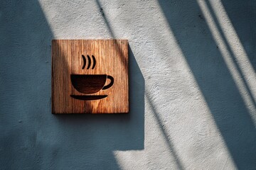 Minimalist Cafe Signage with Wood Grain Texture