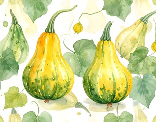 Watercolor pumpkins and leaves (4)