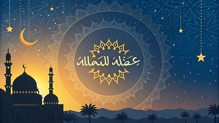 Laylat Al Qadr Palette Indigo and &bull; Islamic Art Background