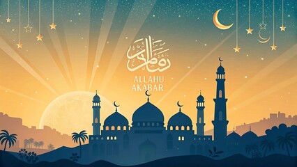 Laylat Al Qadr Palette Indigo and &bull; Islamic Art Background