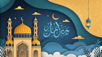 Laylat Al Qadr Palette Navy and &bull; Islamic Art Background