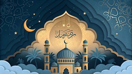 Laylat Al Qadr Palette Navy and &bull; Islamic Art Background