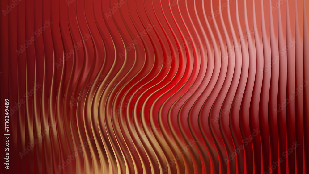 Aufkleber Abstract background with vertical wavy lines in red and gold