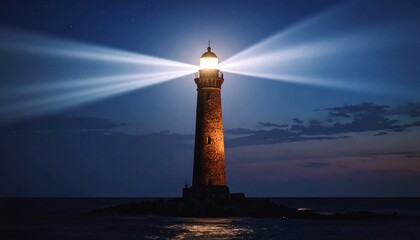 Lighthouse beam at night