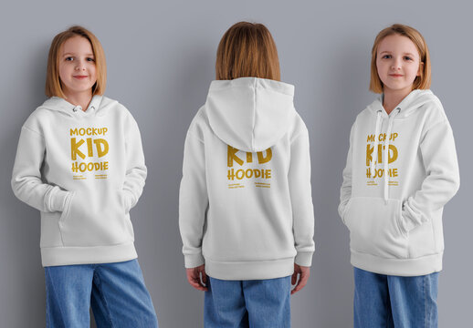 3 Mockups of a Kids Girls Hoodie
