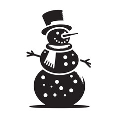 Black Snowman Silhouette Vector Illustration design, Solid White Background