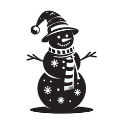 Black Snowman Silhouette Vector Illustration design, Solid White Background