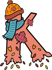 Autumn Fall Design Uppercase Alphabet K