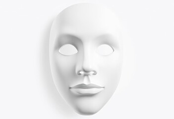 Smooth, pristine white plaster mask, blank expression,  sculpture,  white