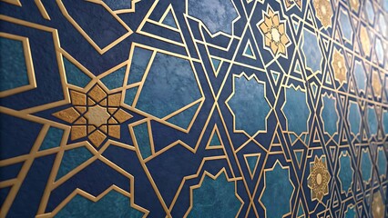 Islamic Green Star Geometric Design