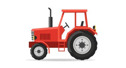 Fototapeta premium Red Tractor Flat Vector Illustration on White Background