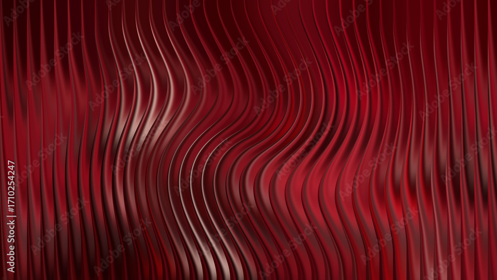 Aufkleber Deep red abstract wavy vertical lines with light reflection