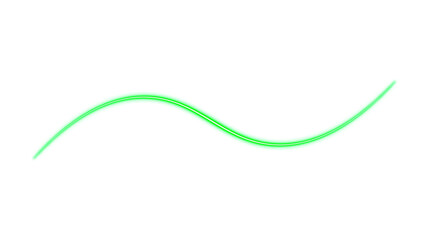 A simple, smooth, flowing wavy line in a bright, glowing neon green color on a clean white background.