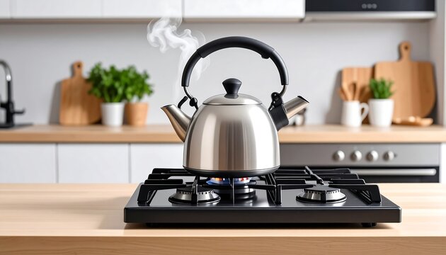 Modern kitchen, boiling kettle - Powered by Adobe
