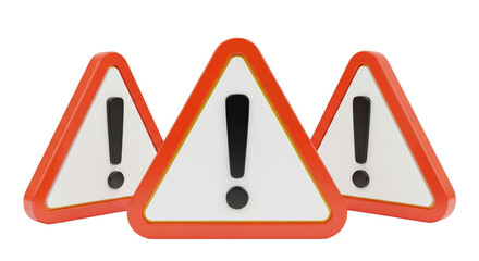 Three warning signs indicating potential hazards and dangers ahead.