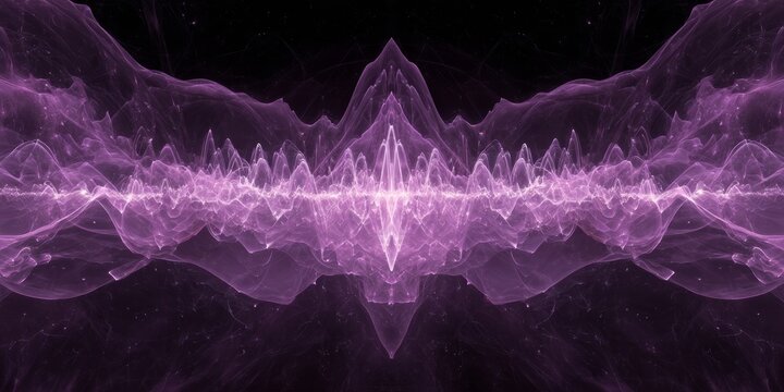 Vibrant purple abstract pattern symmetrical waveform energy flow - Powered by Adobe