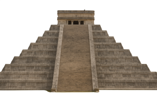 Detailed Pyramid of Kukulc?n, Chichen Itza, Mexico Isolated on Transparent Background