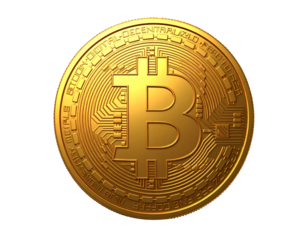  3D Bitcoin coin cryptocurrency blockchain icon isolated on transparent background PNG