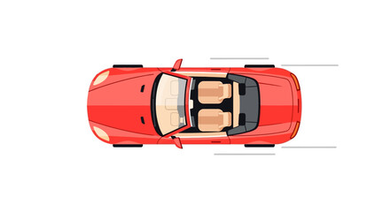 Top View Red Convertible Car Vector Illustration on White Background