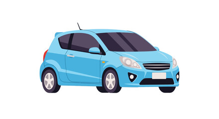 Stylish Blue Hatchback Car Vector Illustration on White Background