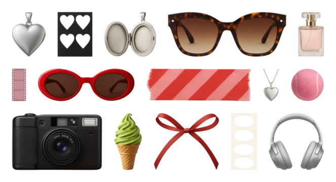 PNG Stylish accessories for modern lifestyle, element set on transparent background