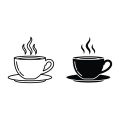Obraz premium Set of 2 steaming coffee cup icons vector