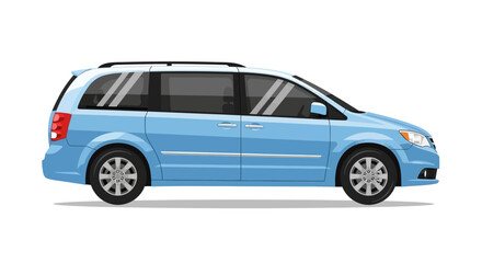 Obraz premium Light Blue Minivan Vector Illustration on White Background