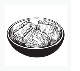 vector illustration of a sketch of a bowl of kimchi