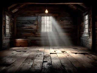 Obraz premium Still life: matte ceramic vase (baby's breath), textured glass bowl on wood. Dark slatted wood paneling, warmly lit below. Sophisticated, serene ambiance.